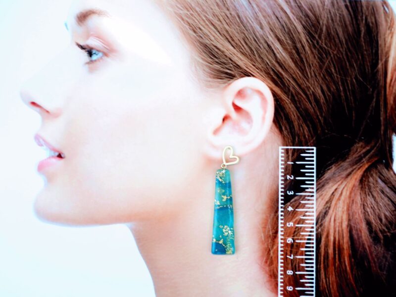nz artistica polymer clay earrings blue translucent resin