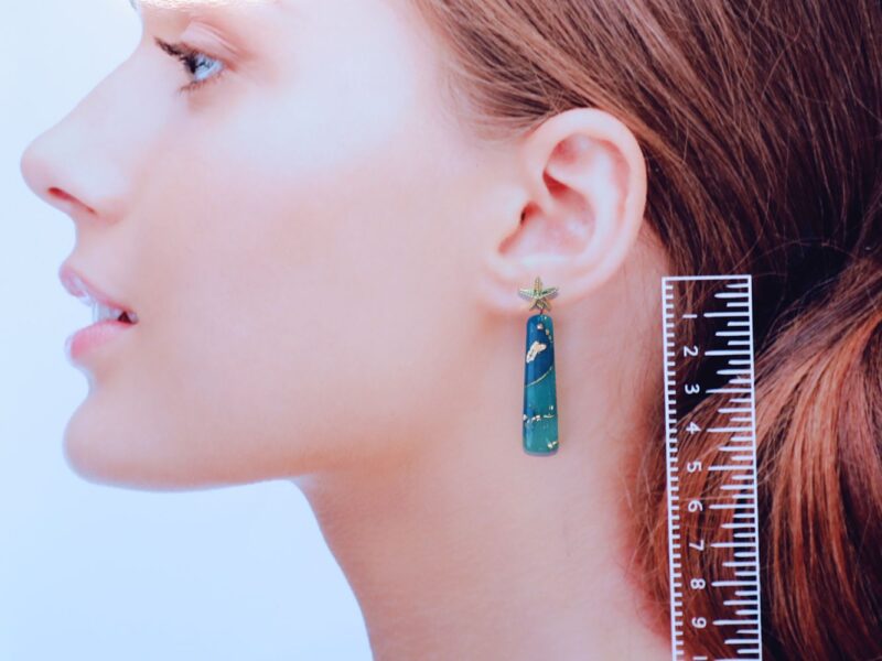 nz artistica polymer clay earrings blue translucent resin