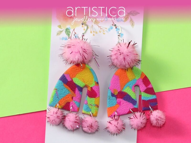 rainbow coloured earrings nz artistica polymer clay earrings