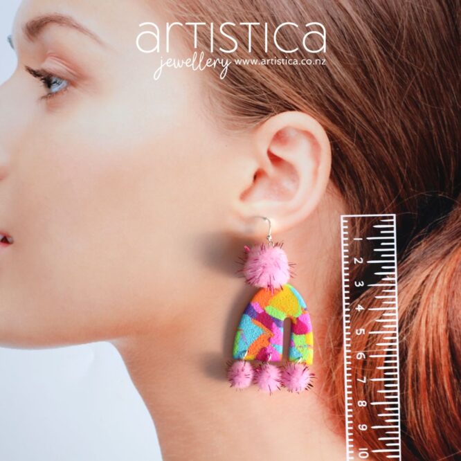 rainbow coloured earrings nz artistica polymer clay earrings