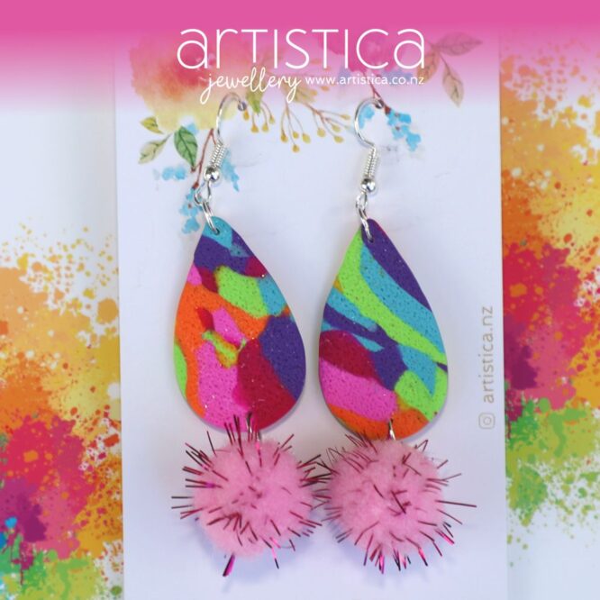 rainbow coloured earrings nz artistica polymer clay earrings