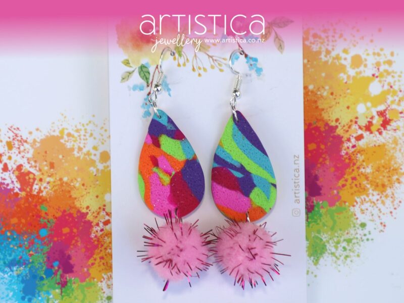 rainbow coloured earrings nz artistica polymer clay earrings
