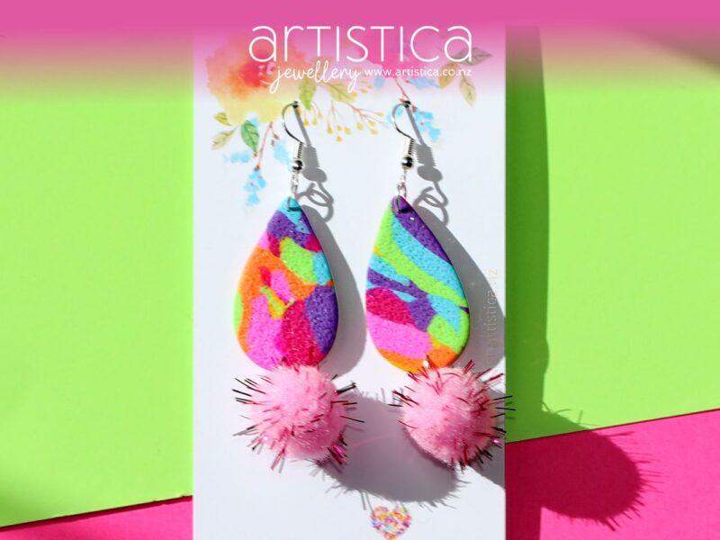 rainbow coloured earrings nz artistica polymer clay earrings