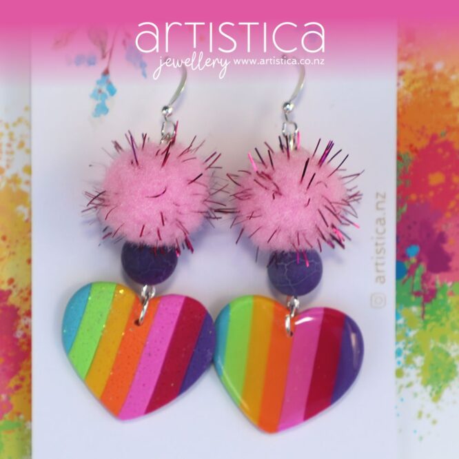 rainbow coloured earrings nz artistica polymer clay earrings