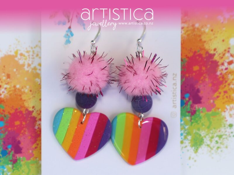 rainbow coloured earrings nz artistica polymer clay earrings