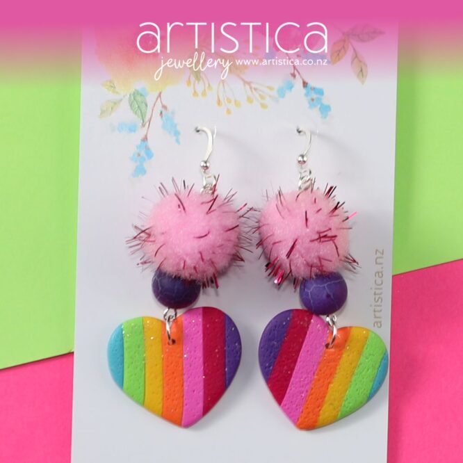 rainbow coloured earrings nz artistica polymer clay earrings