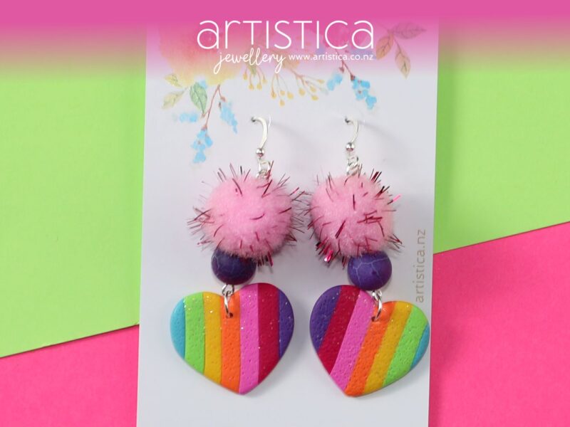 rainbow coloured earrings nz artistica polymer clay earrings
