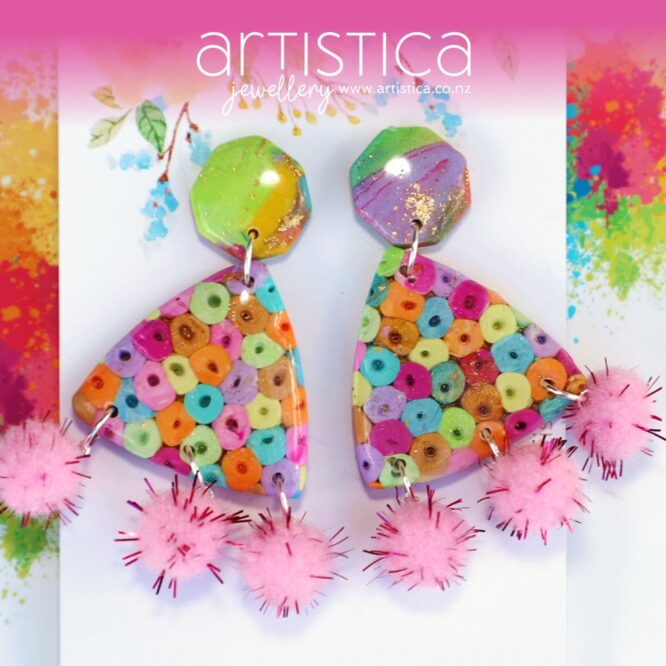 artistica polymer clay earrings NZ jolly dots collection