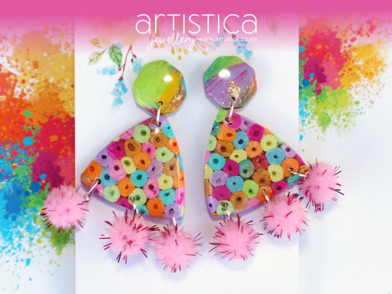 artistica polymer clay earrings NZ jolly dots collection