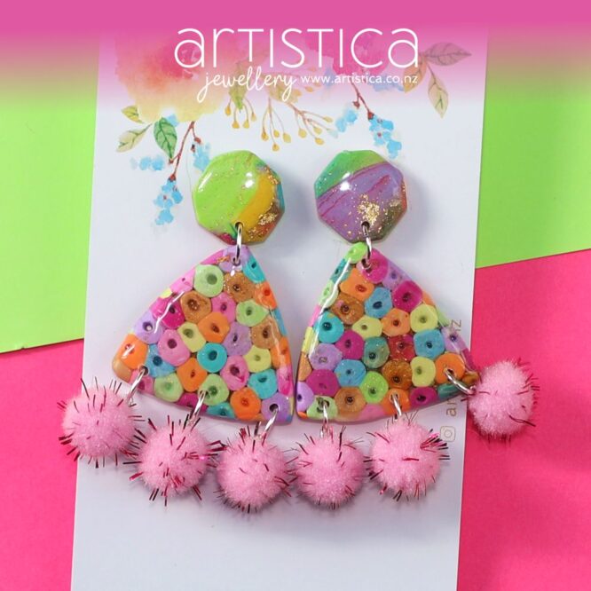 artistica polymer clay earrings NZ jolly dots collection