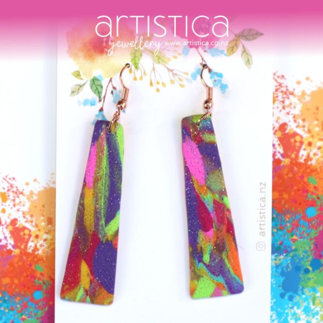 artistica polymer clay earrings NZ jolly collection long dangle