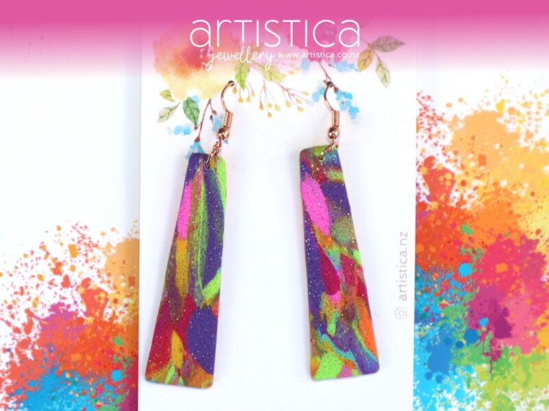 artistica polymer clay earrings NZ jolly collection long dangle