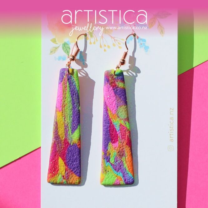 artistica polymer clay earrings NZ jolly collection long dangle