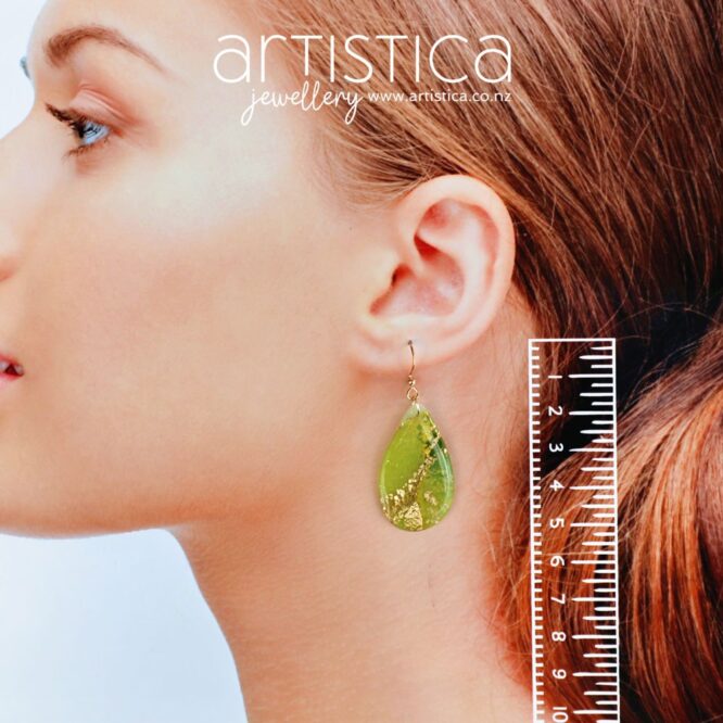 artistica polymer clay drop earrings green nature emerald