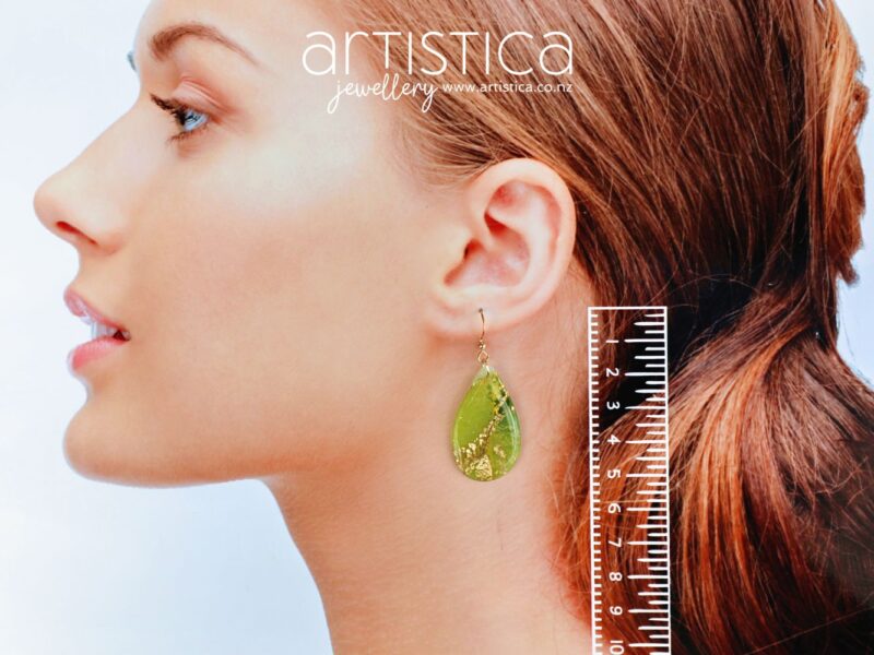 artistica polymer clay drop earrings green nature emerald