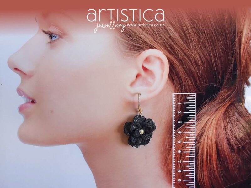 black flower earrings