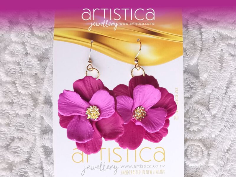 purple flower earrings