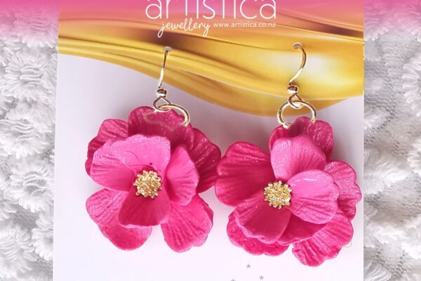 fuchsia flower earrings