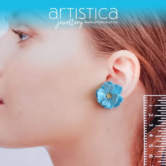 turquoise flower studs earrings