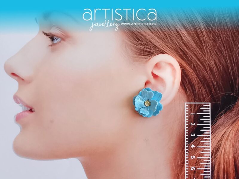turquoise flower studs earrings
