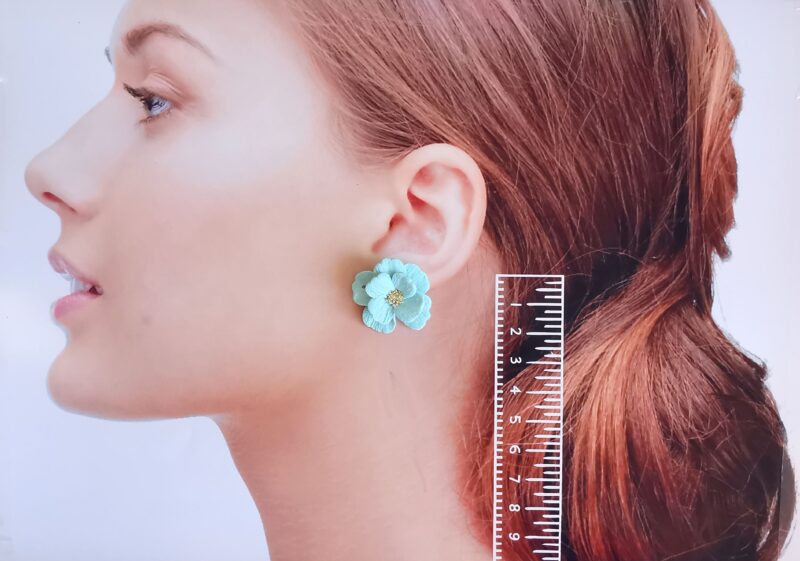 turquoise flower studs earrings