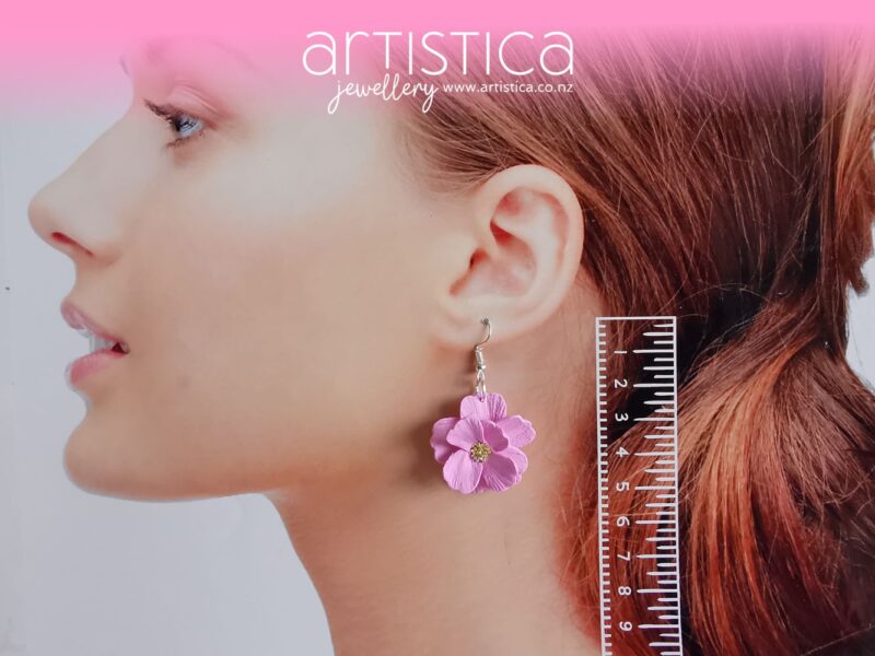 pink flower earrings