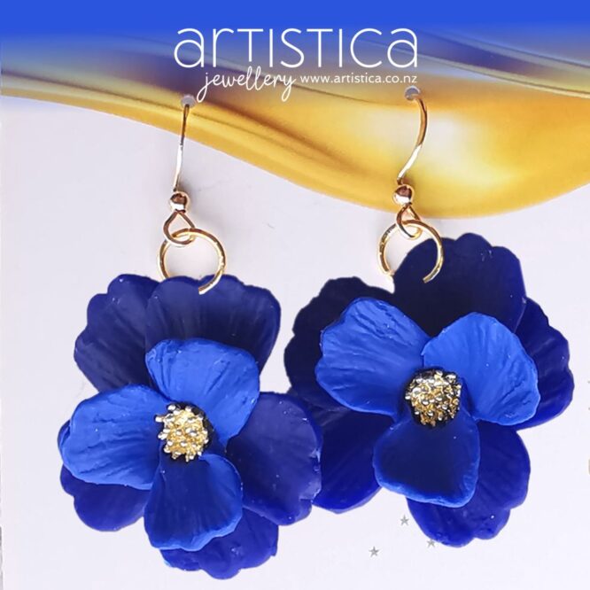 Blue flower earrings