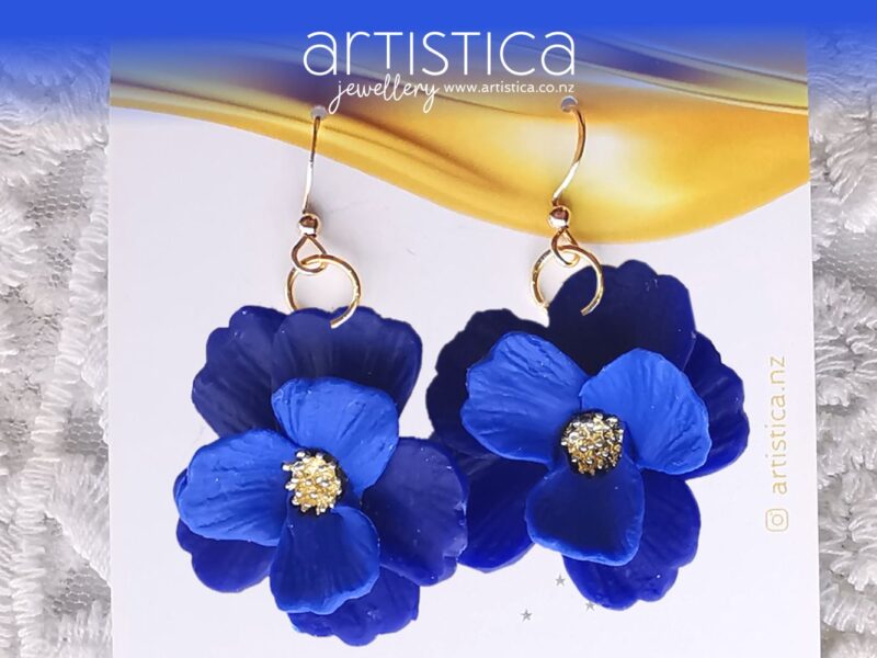 Blue flower earrings