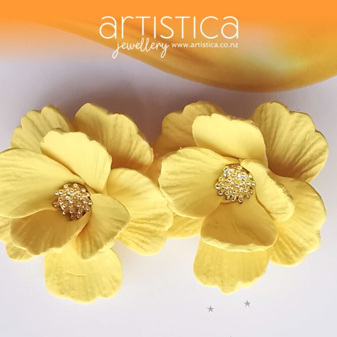 yellow flower stud earrings