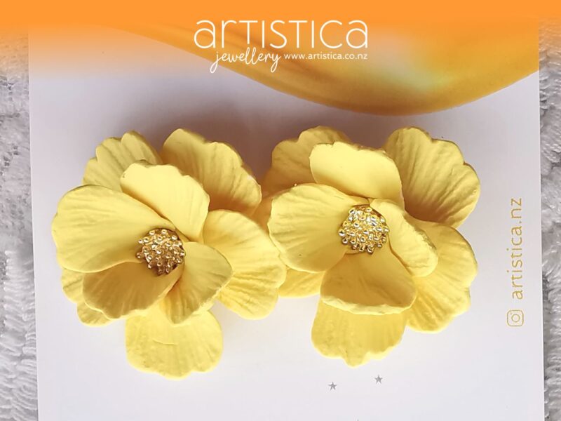 yellow flower stud earrings