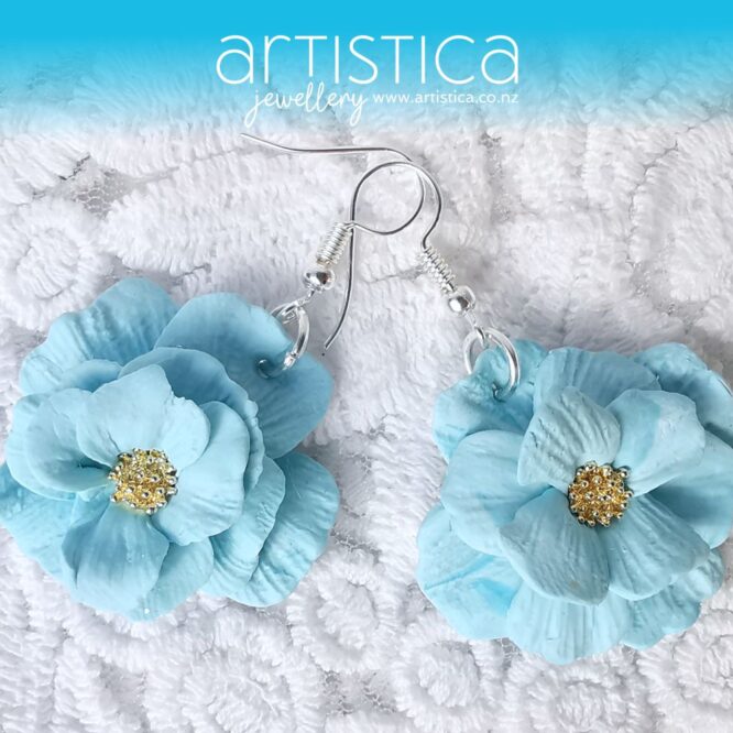 flower earrings blue