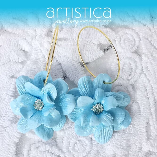 flower earrings gold hoops