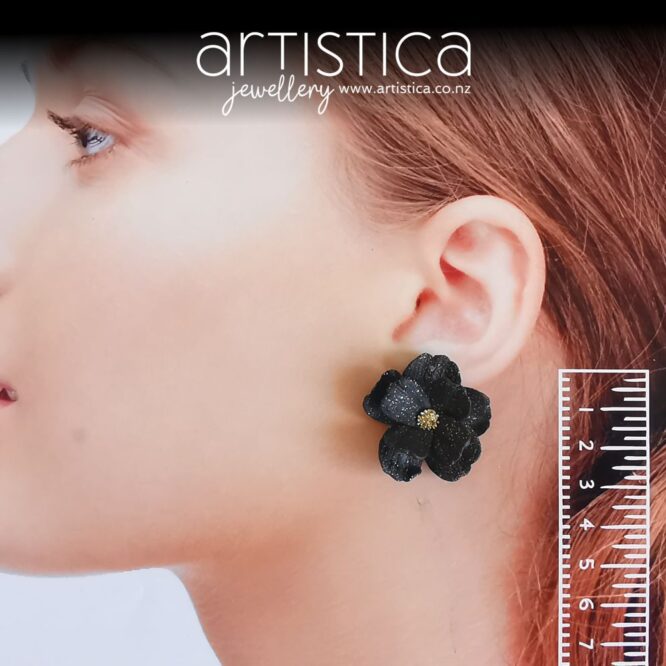 black flower studs