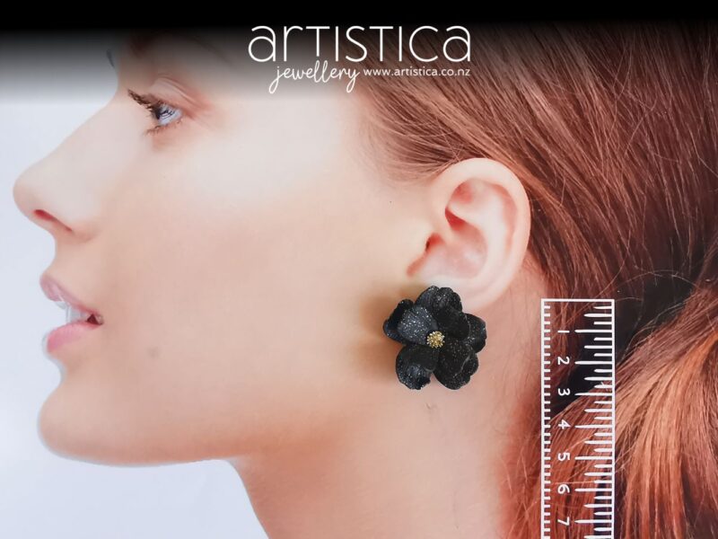 black flower studs