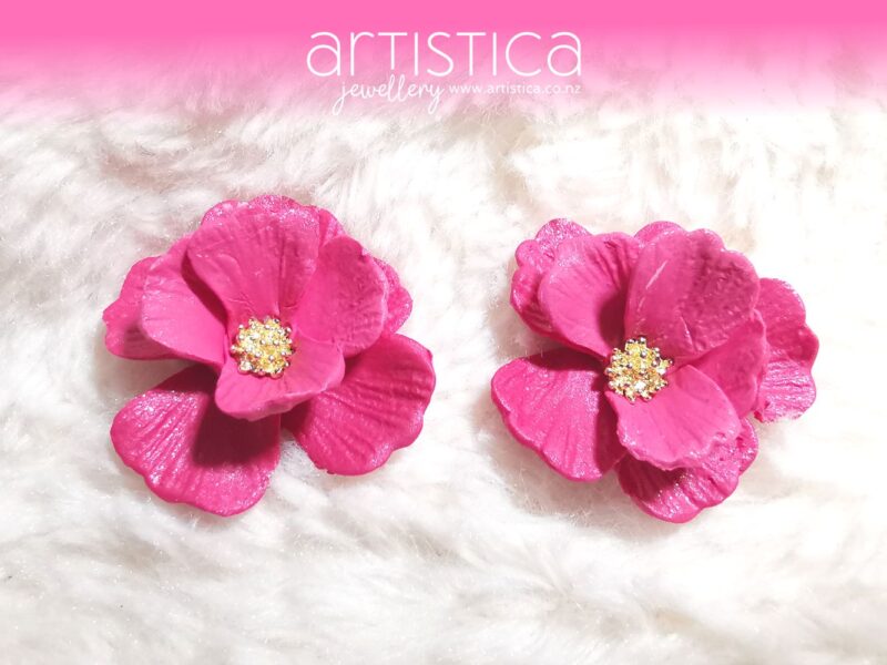 fuchsia flower studs