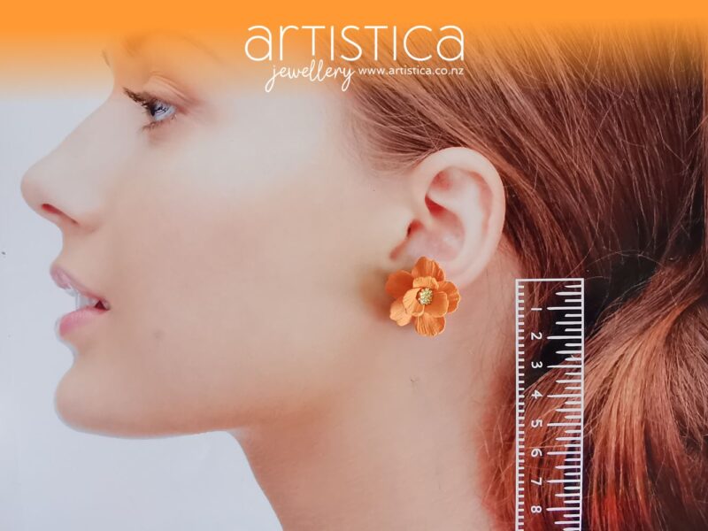 orange flower studs