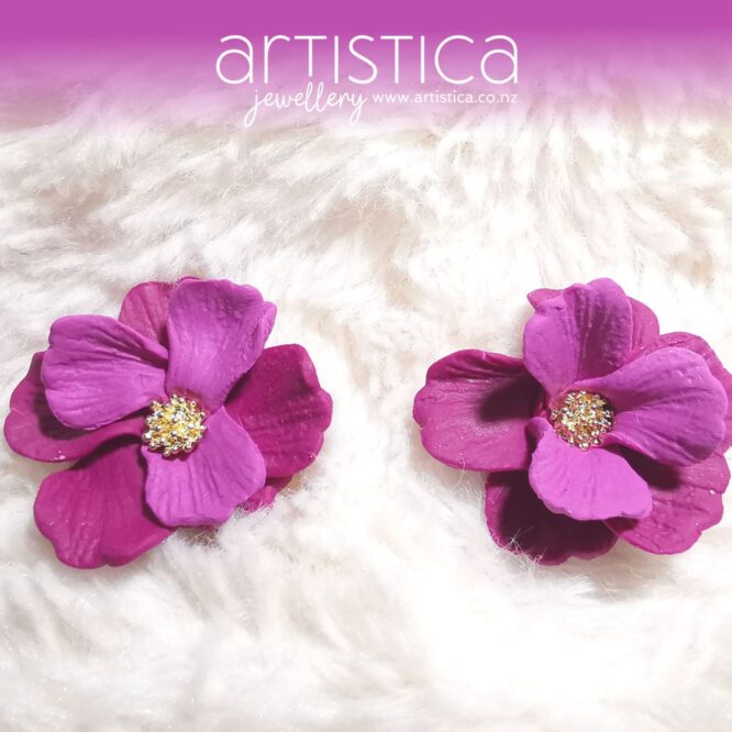 purple flower studs