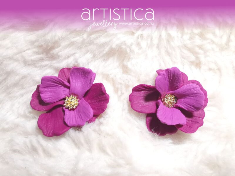 purple flower studs