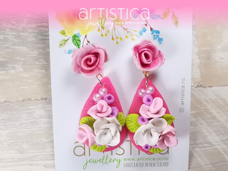 Pink earrings flowers