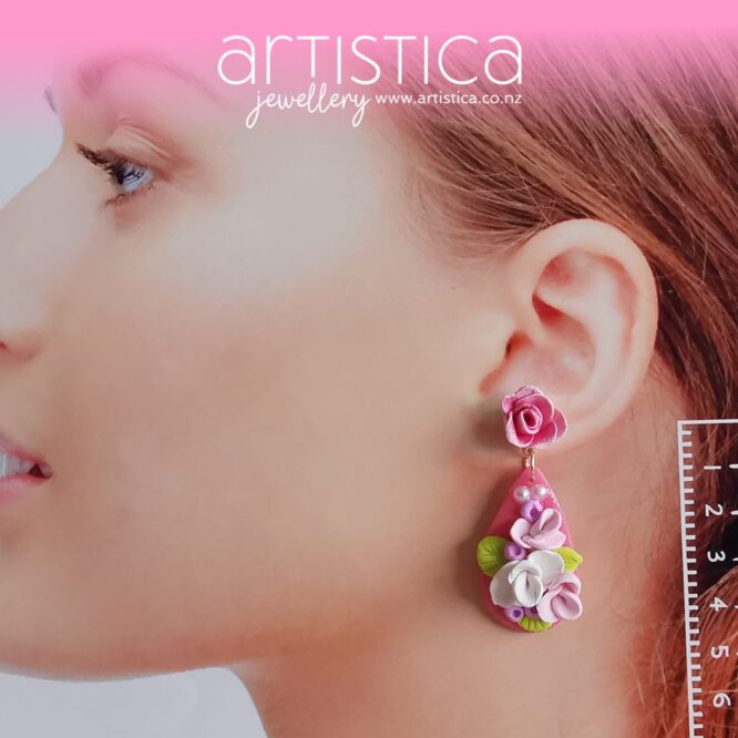 Pink earrings flowers