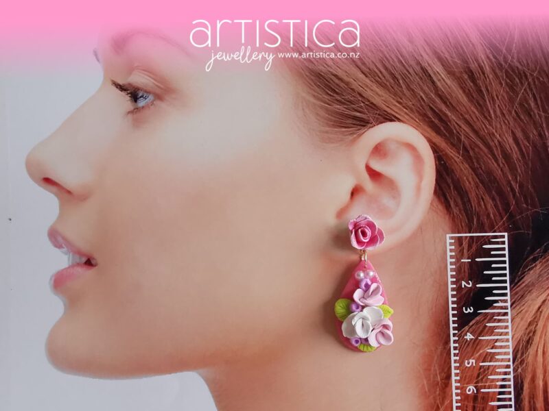 Pink earrings flowers